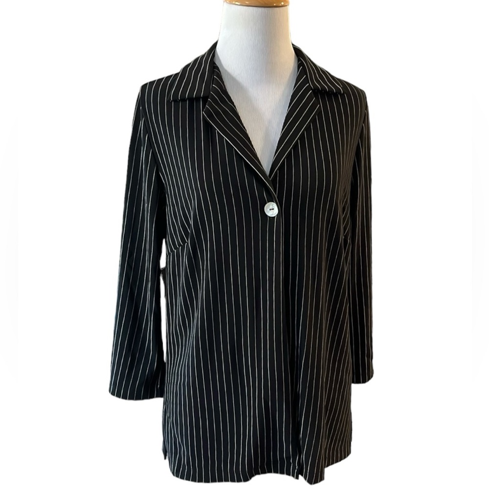 VINTAGE RAFAEL PINSTRIPE JACKET BLACK WHITE SIZE SMALL